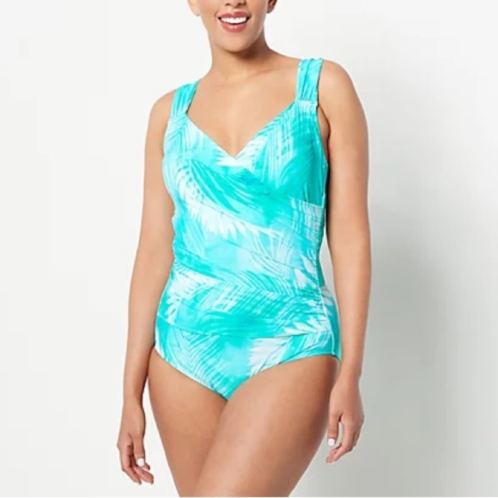 Jantzen Print Surplice Maillot One- Piece Swimsuit